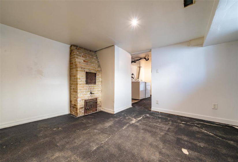 Old brick fireplace.