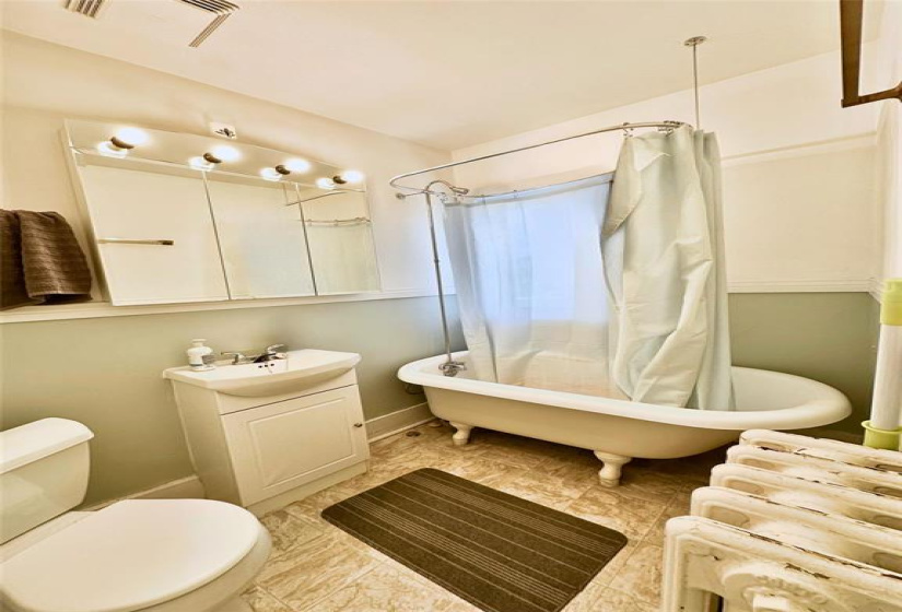 second floor bathroom with claw foot tub