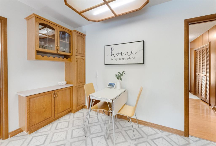 Wine rack and glass cabinet in kitchen