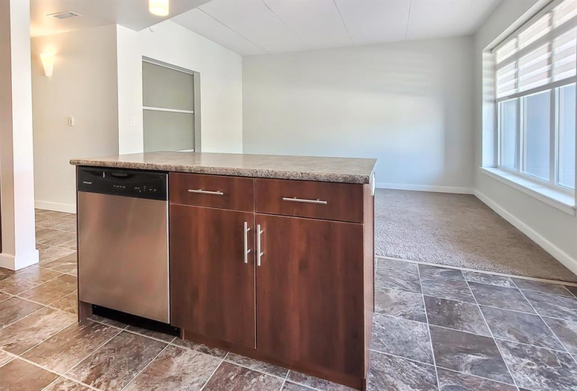 Kitchen island with built-in dishwasher