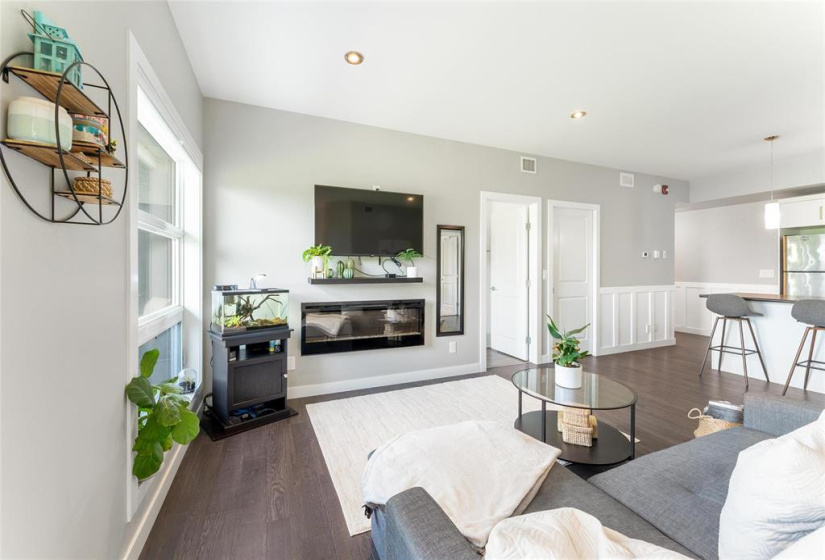Living room with electric fireplace