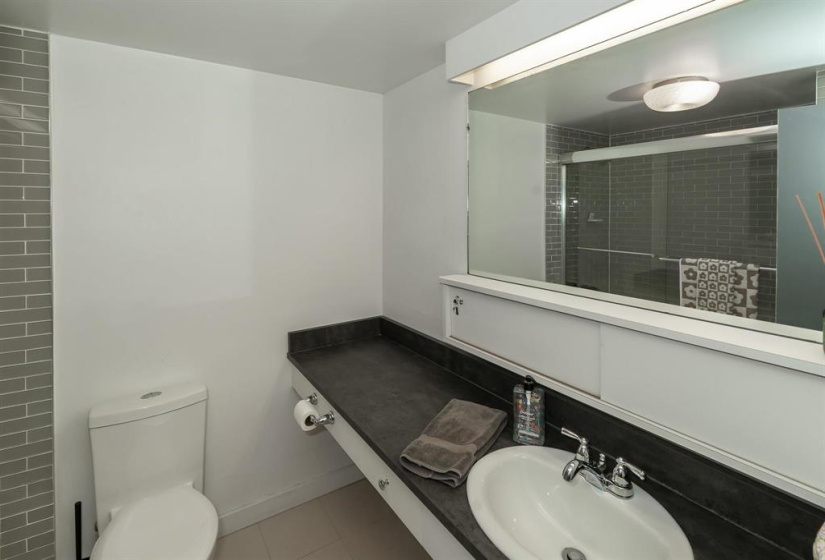 Floating vanity with lots of counterspace