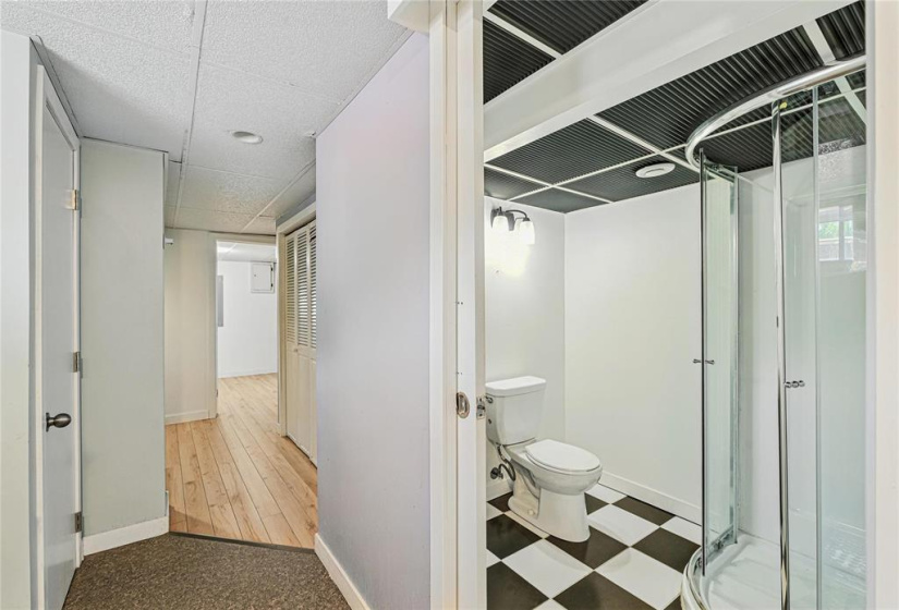 basement hallway to office