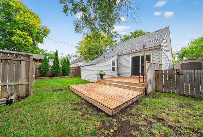 Fully fenced backyard.