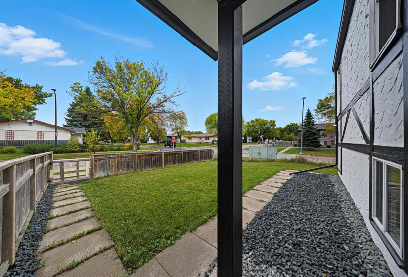Front Door to Property Line and fence.