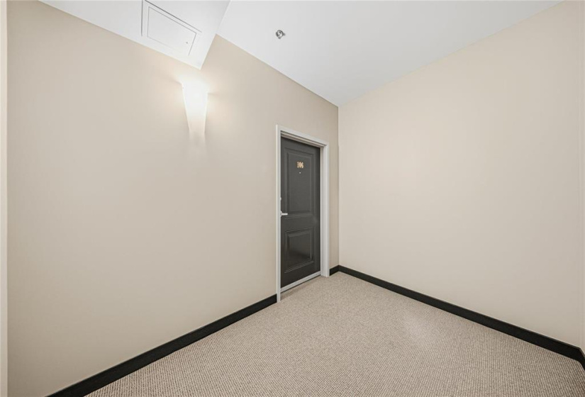 This unit has its own private entrance area. It is close to the garbage chute room but other than that, no unit beside it.