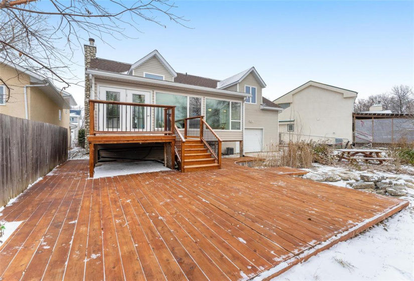 Wonderful two tier deck, patio area and pond