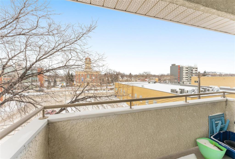 North facing balcony with views of Provencher. End unit. Private balcony