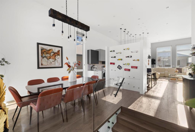 Gorgeous Dining room with wine feature wall