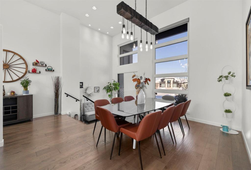 Light floods the spacious dining room
