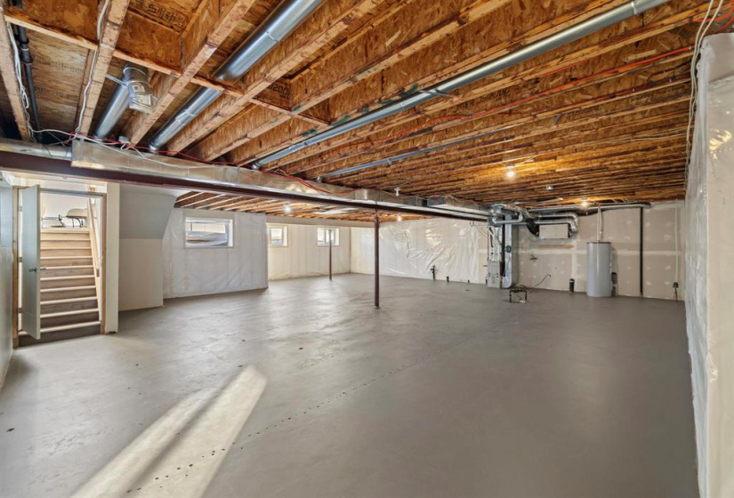 Steel beam construction and roughed in plumbin