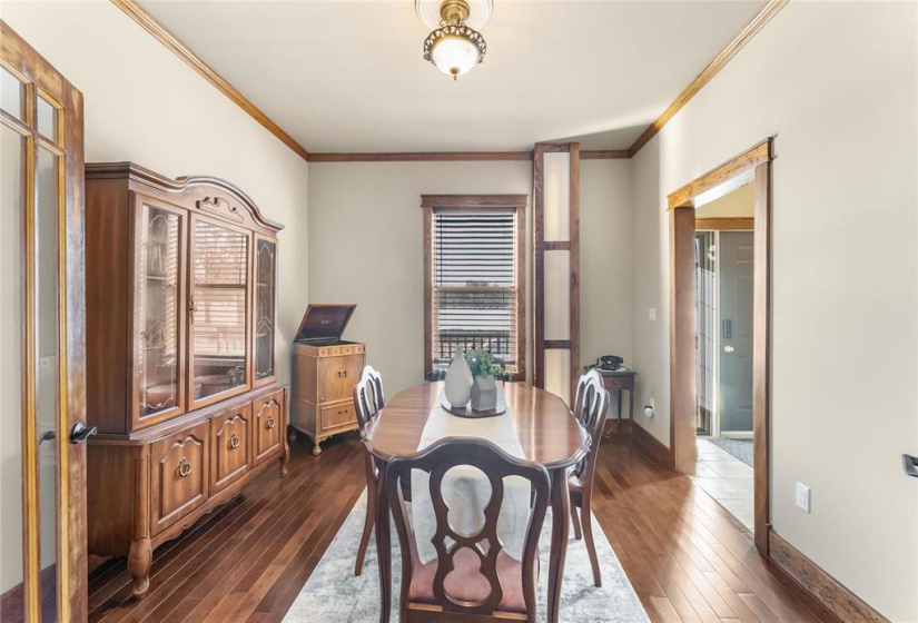 Formal dining room with French doors