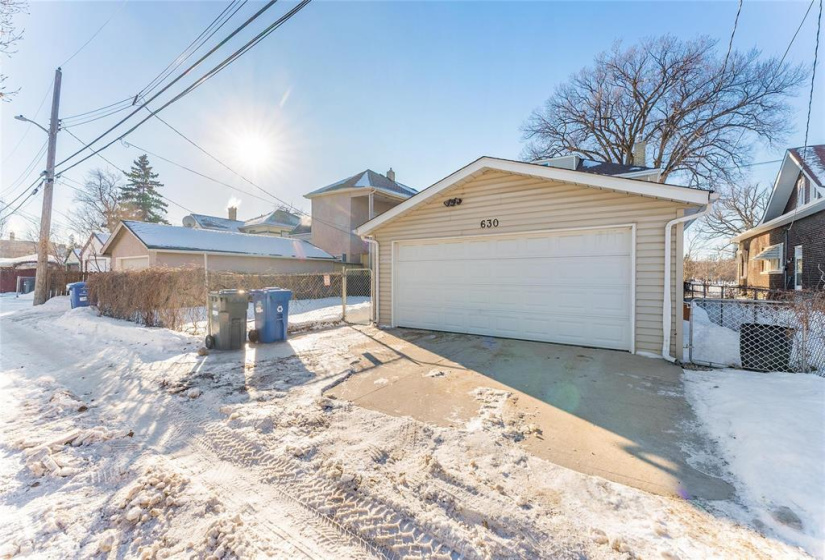 Double detached garage with opener