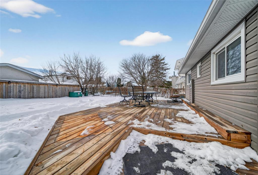 Large deck in backyard.