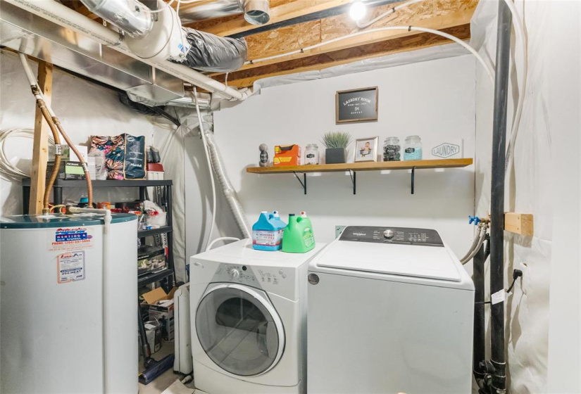 Laundry in basement. Electric HWT