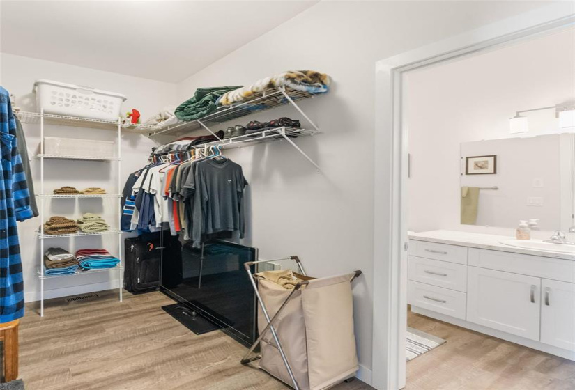 Walk thru closet to insulate the sound from the bathroom