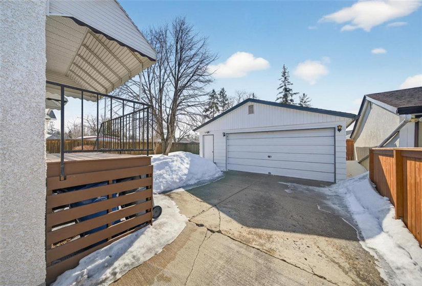 Oversized double detached garage.