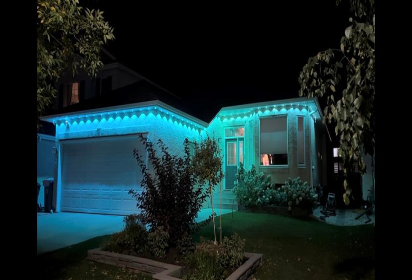 Govee Lights at front of house.