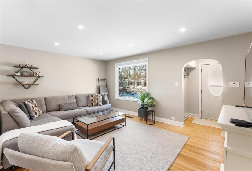 Spacious window with picture window. Original hardwood floors