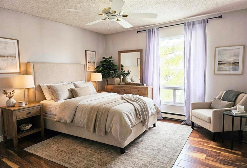 Virtually staged Primary Bedroom