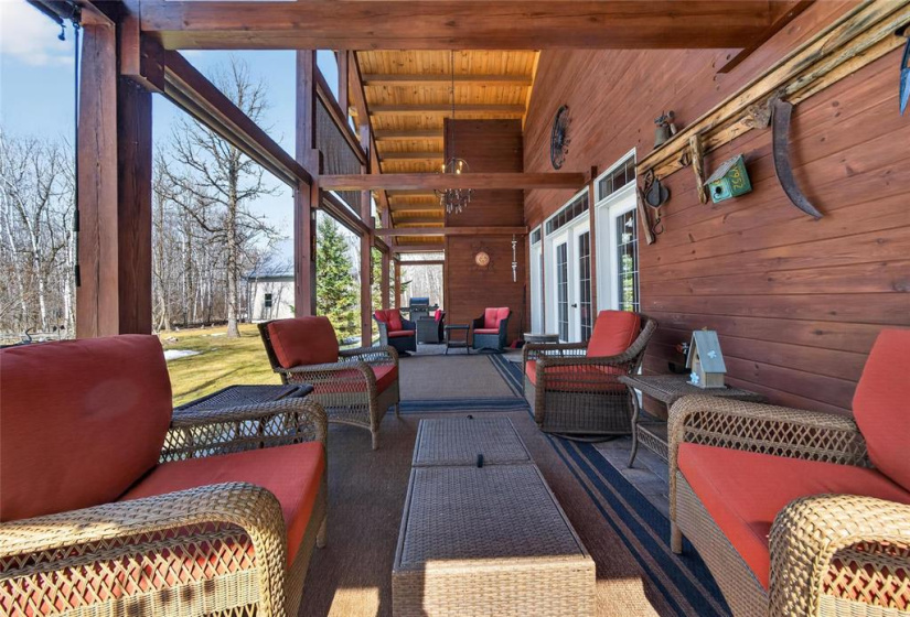 40x12 covered patio with vaulted timber frame.