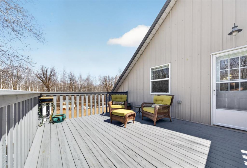 Balcony/deck off shop.