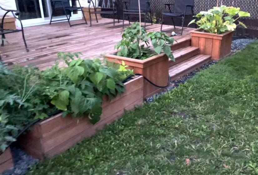 Deck with wood planters