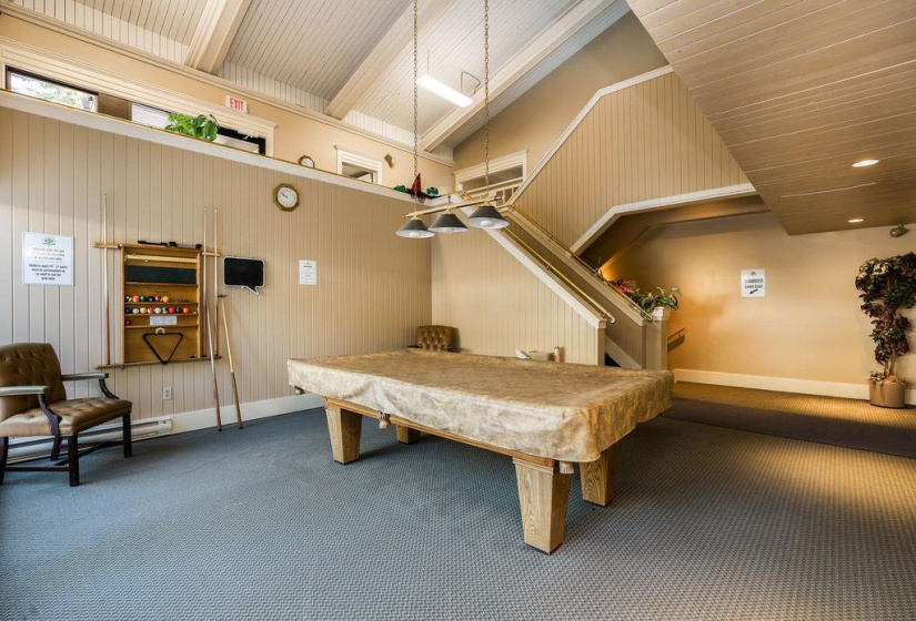 Pool table in entertainment area