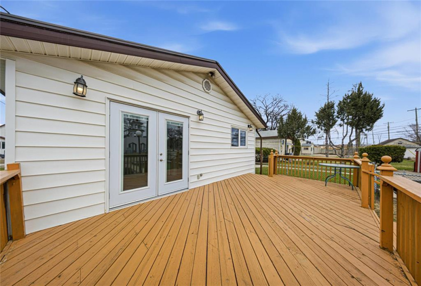 Patio doors to huge deck!