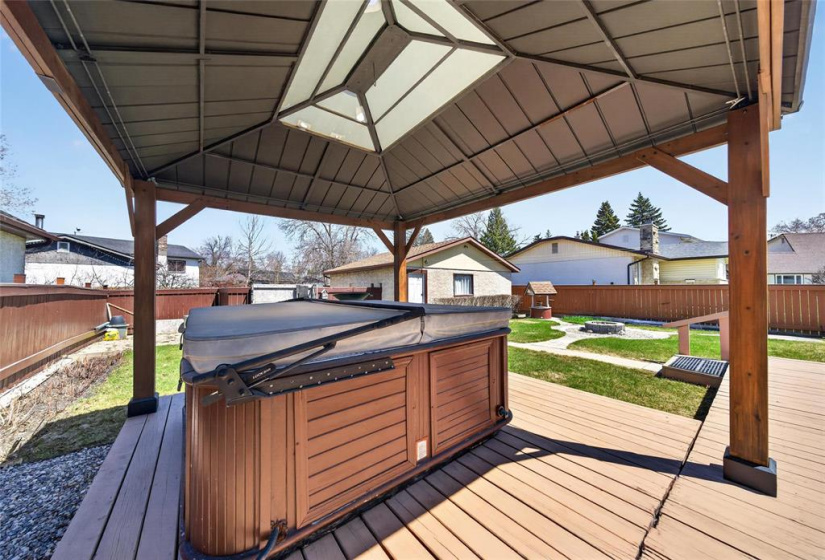 Gazebo with hot tub.