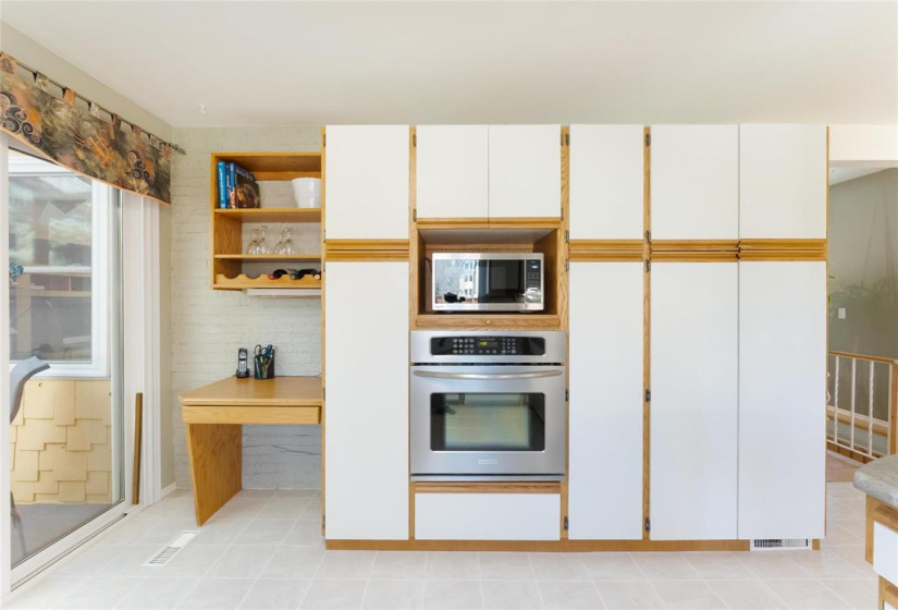 Desk and built-in wine rack