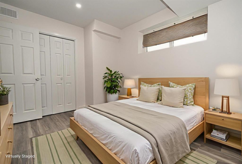 Basement bedroom virtually staged
