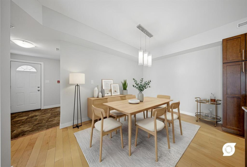Virtually staged dining area