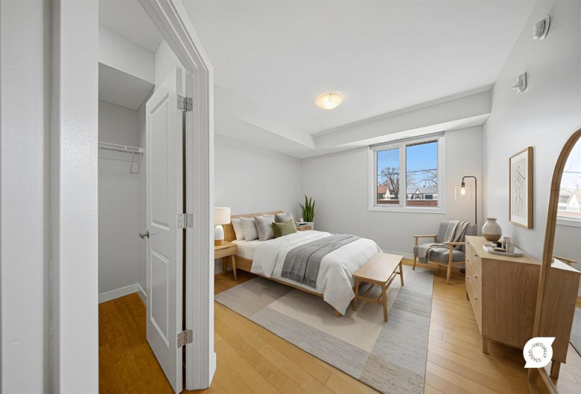 Virtually staged primary bedroom