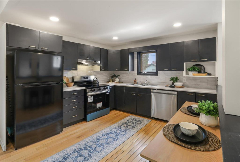 Pot lights and modern painted cabinets
