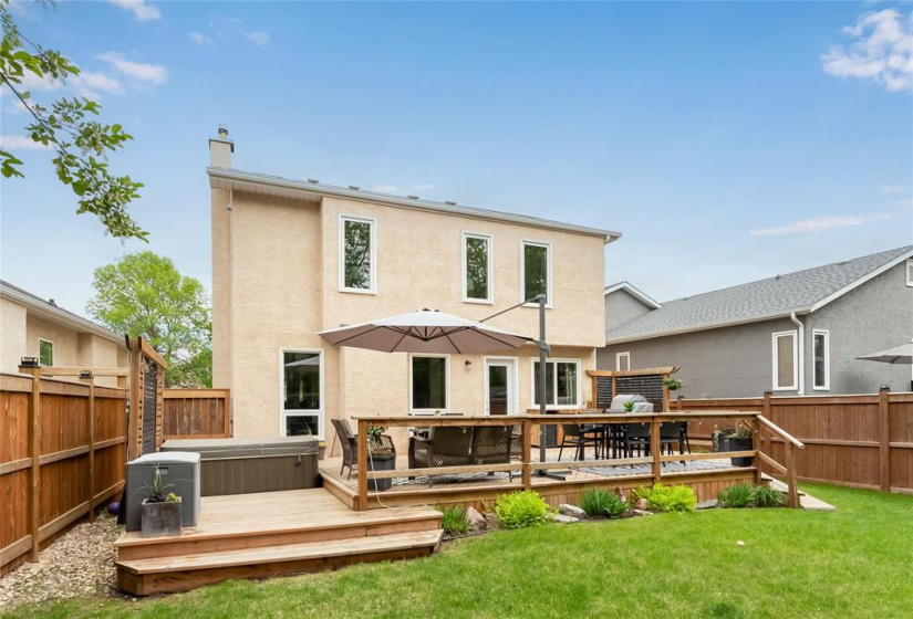 Back of home and deck.  Hot tub can be negotiable