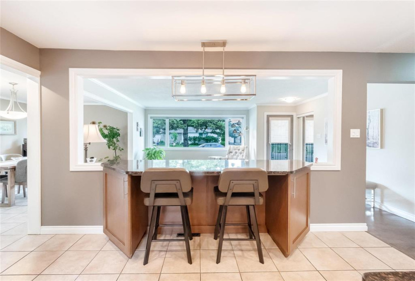 Breakfast bar open to living room