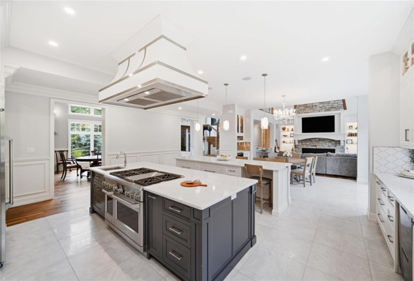 Such an open and airy feel to this gourmet kitchen