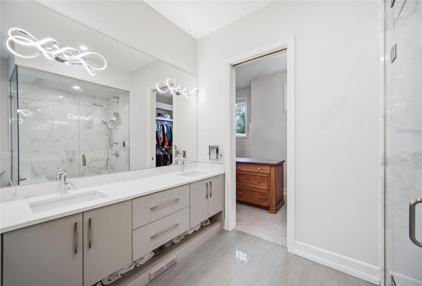 Spa inspired ensuite with dual sinks