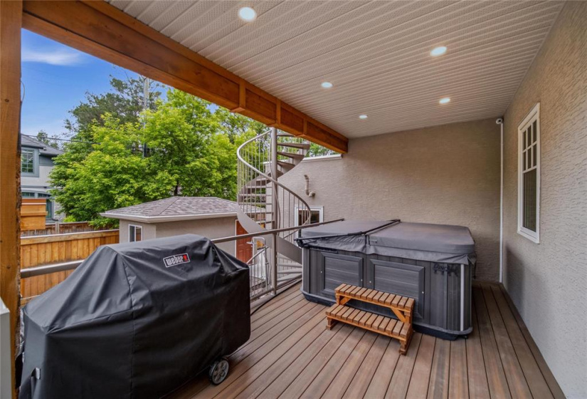 Covered hot tub and outdoor shower