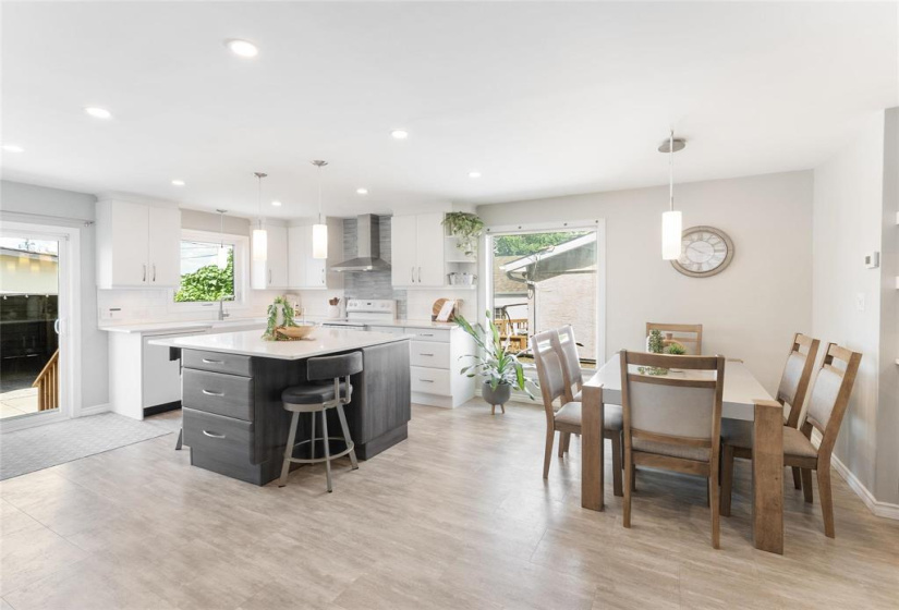 Dining open to kitchen