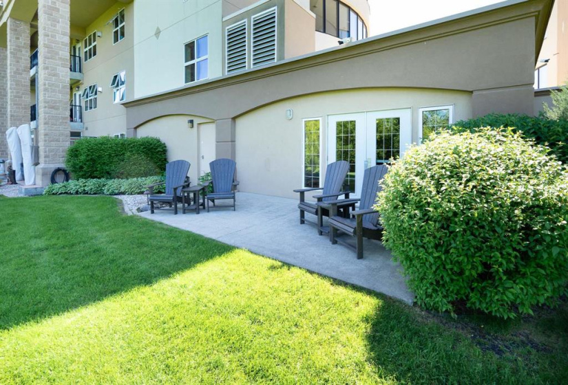 Step outside onto the common patio