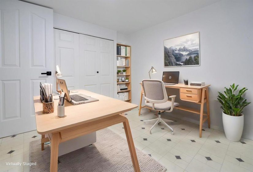 Virtually staged spare room in basement