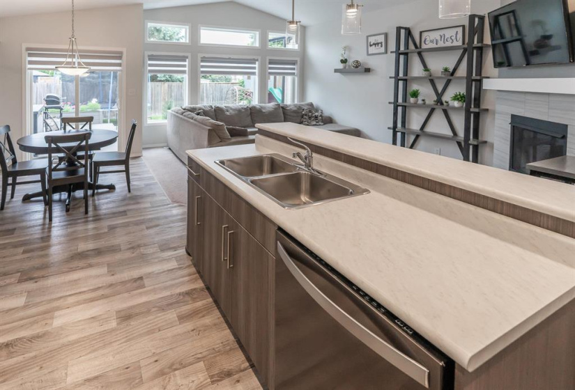 Kitchen overlooks the family room